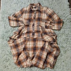 Plaid Button-Up Shirt Dress